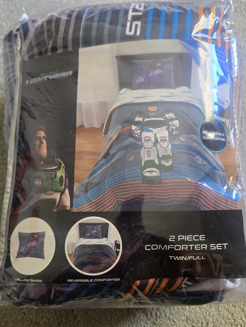 Pixars Lightyear Reversable Comforter And Pillow Sham